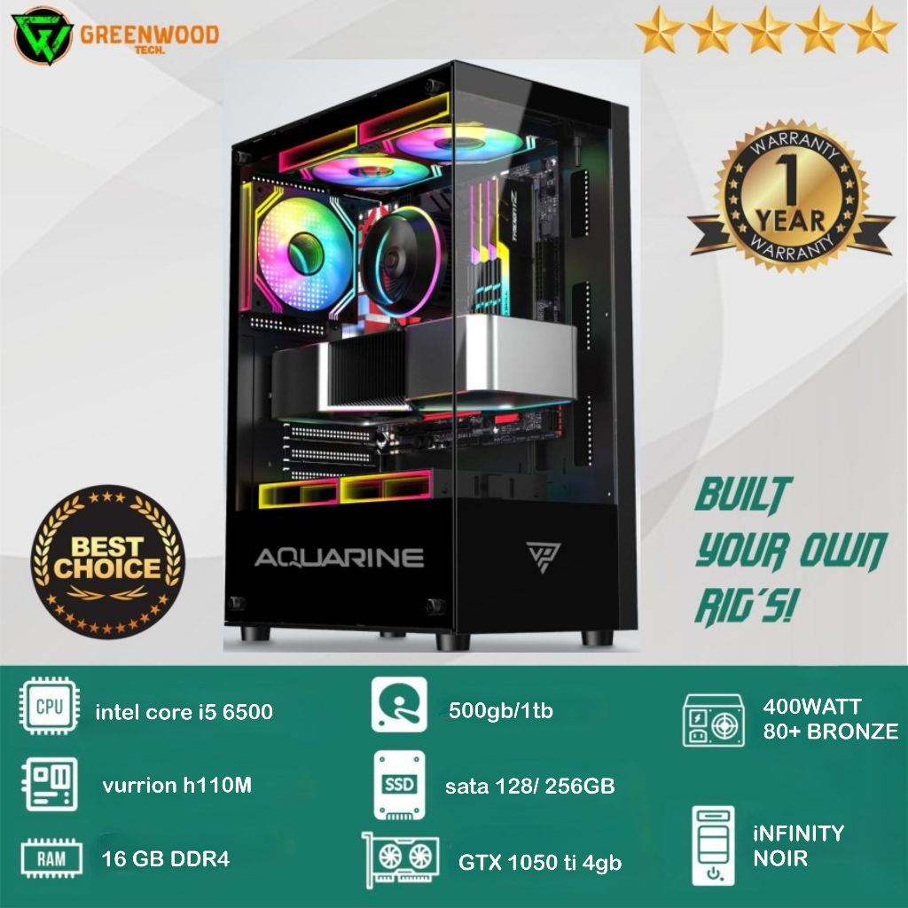 pc rakitan gaming intel gen 6 gtx 1050 ti 4gb design streaming cpu