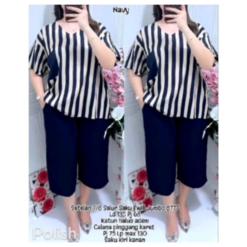 Set  biru salur 7/8 kekinian