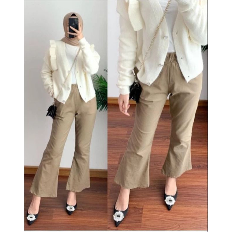 Celana Cutbray Stretch Bengalin Highwaist Big Size Jumbo L-3L