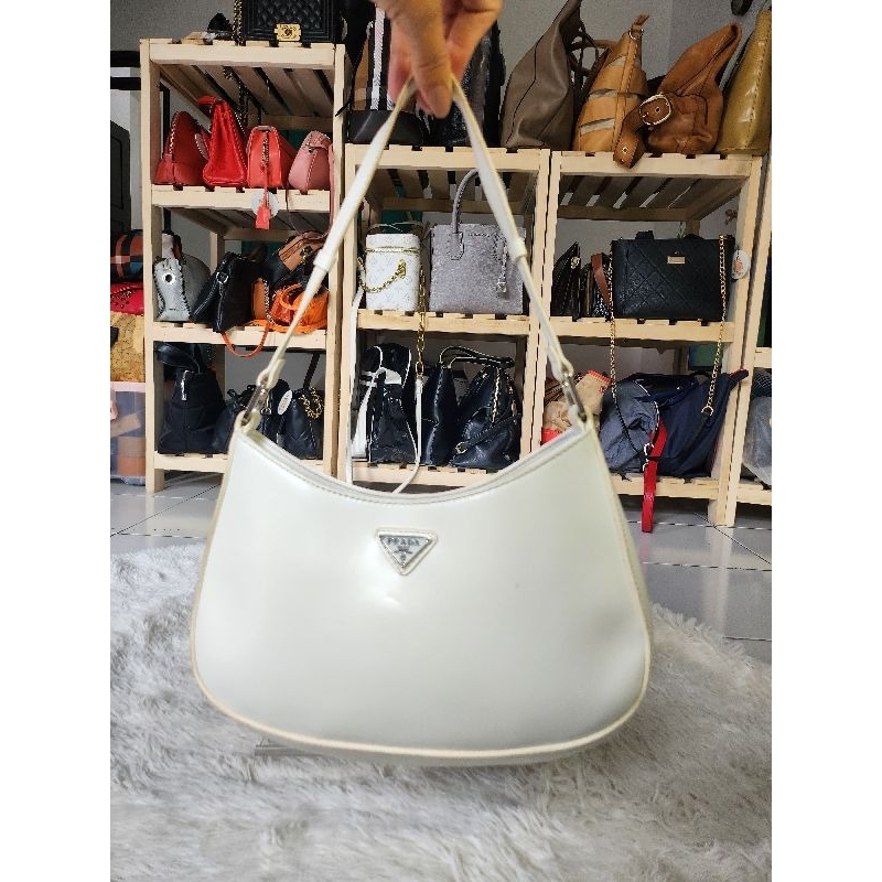 2ND PRADA CLEO BRUSED LEATHER SHOLDER BAG