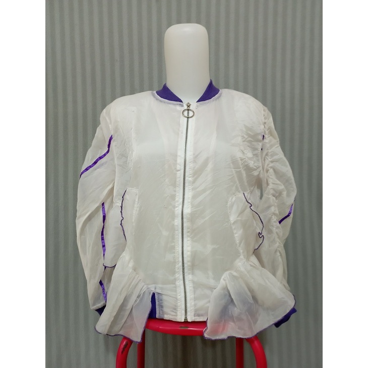 JAKET SPORT CHUNI MODIS PUTIH TRANSPARAN RENDA  M 140 WANITA PAIMA02-0142023