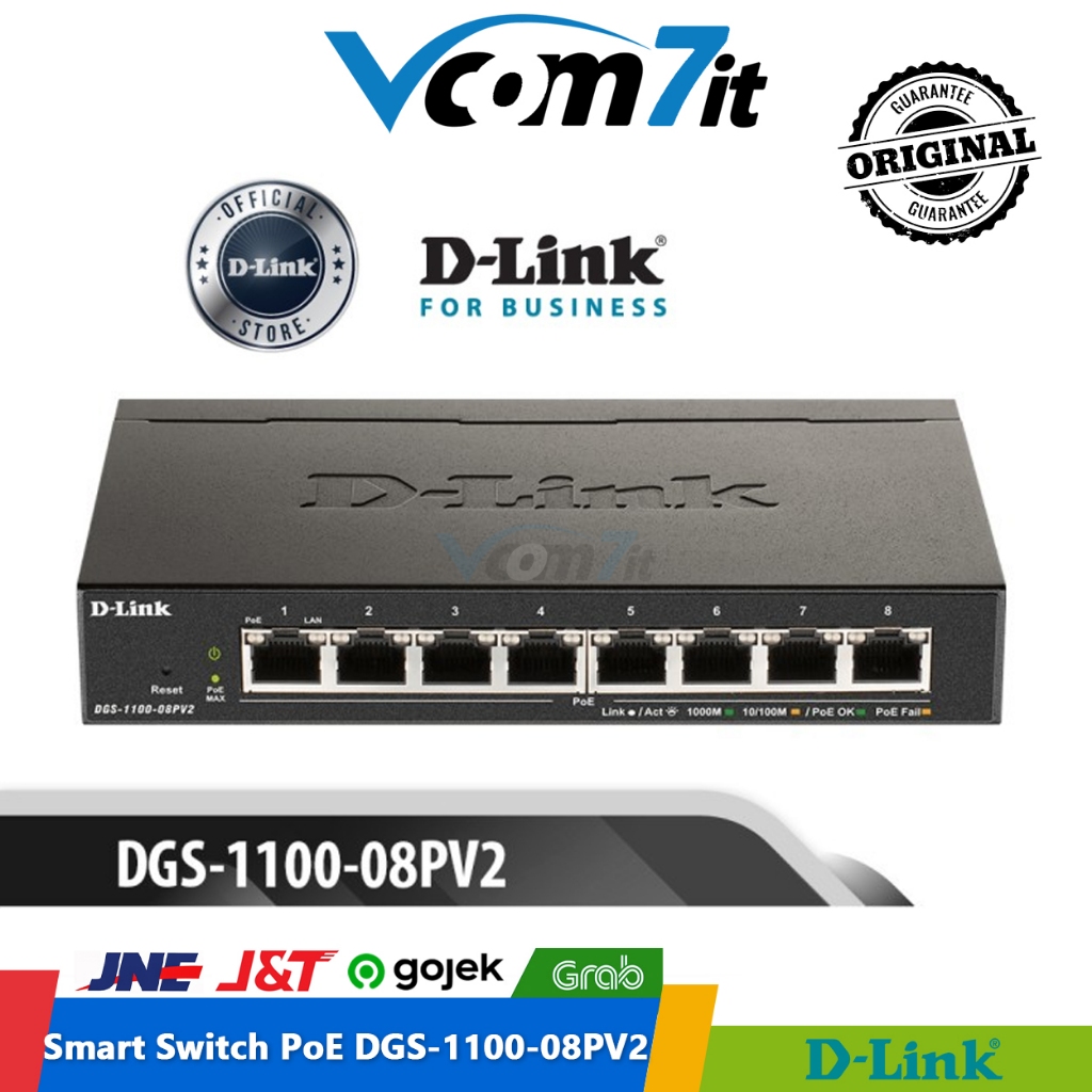 D-Link DGS-1100-08PV2 8-port Gigabit Smart Managed PoE Switch Hub LAN