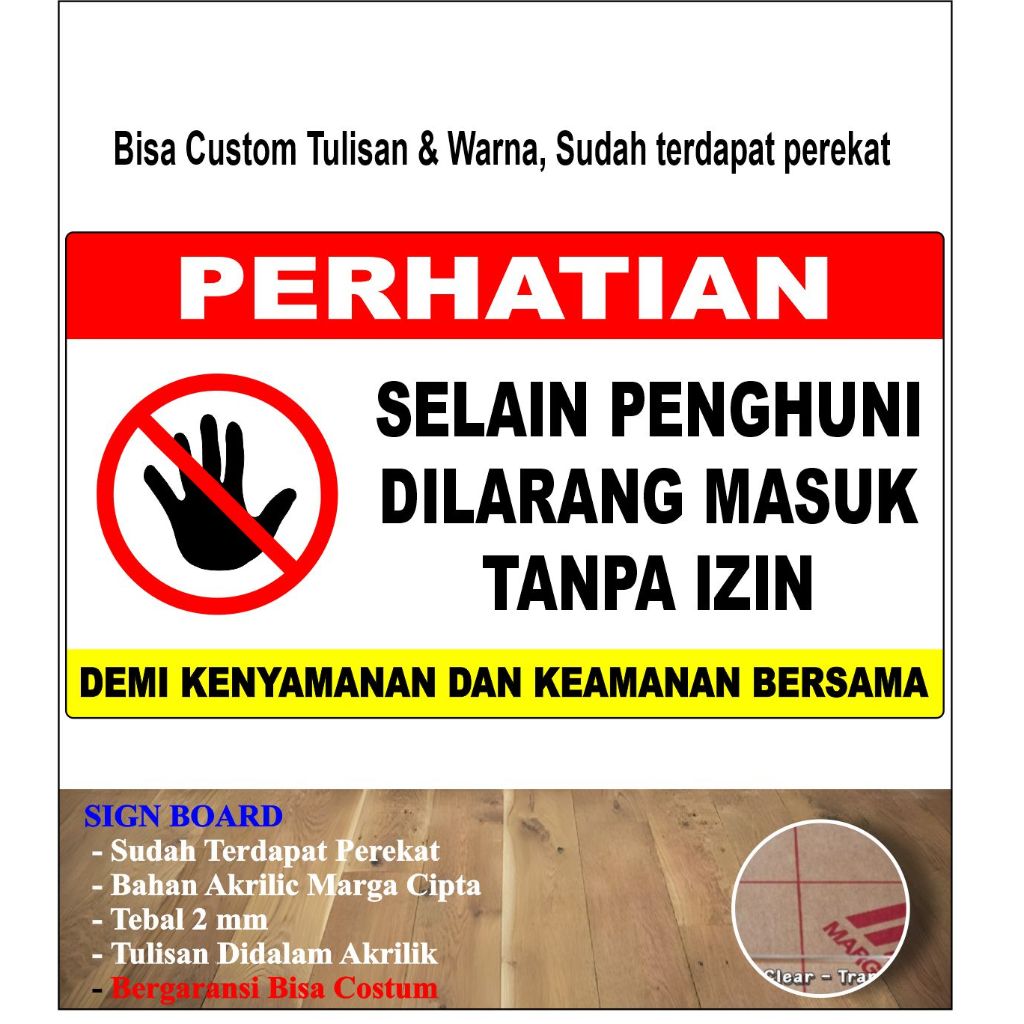 

AKRILIK SELAIN PENGHUNI DILARANG MASUK SIGNAGE ACRYLIC TEBAL 2 MM BAHAN BERMERK