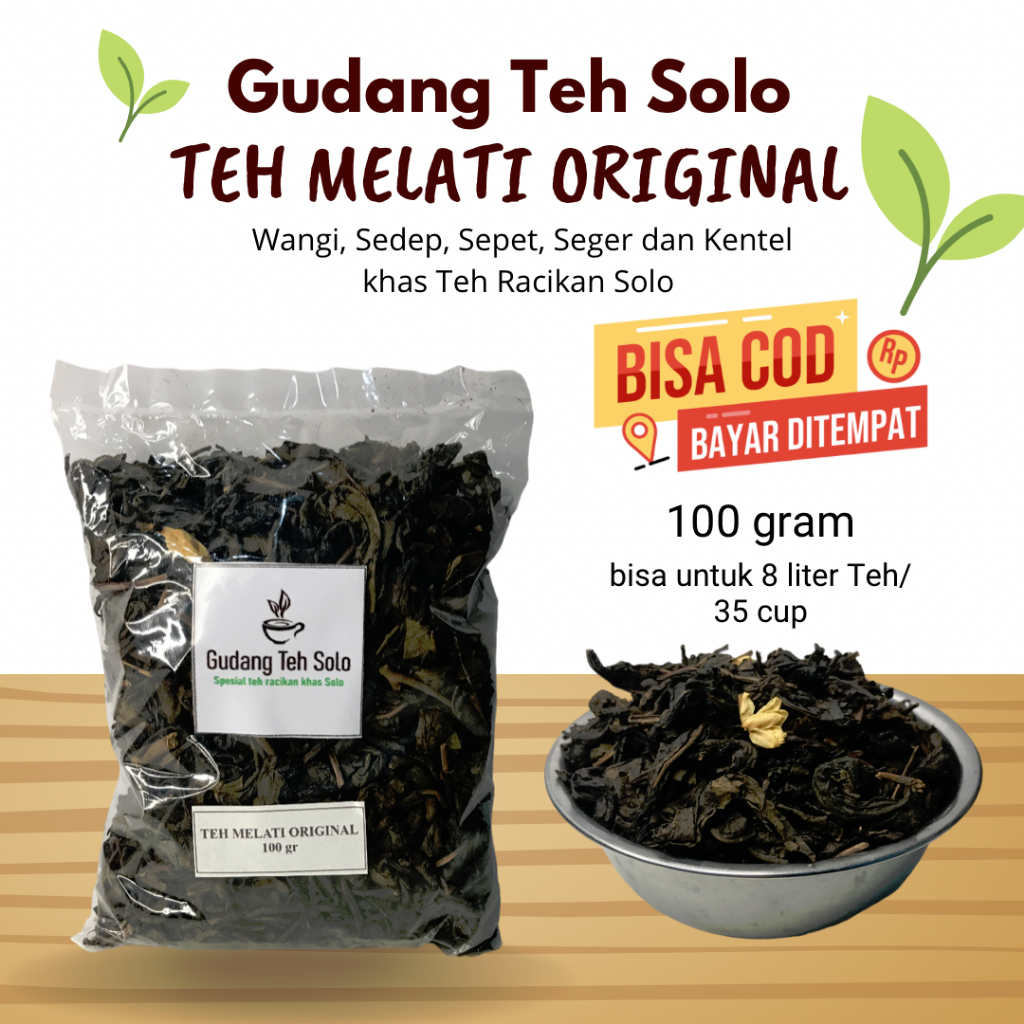 

Paket Teh Melati Original, Teh Racikan khas Solo, Wangi Sepet Sedep Kentel kemasan 300 gram, 500 gram, 1 kilogram
