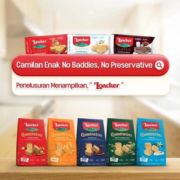 

Camilan / Makanan Ringan Import Wafer Loacker Quadratini 125 Gram Peanut Butter, Matcha, Cappuccino, Napolitaner, Chocolate, Vanilla, Cocoa & Milk, Dark Choco