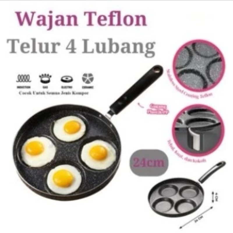 [WS] Teflon 4 Lubang Anti Lengket Teflon Wajan Penggorengan Telur Ceplok