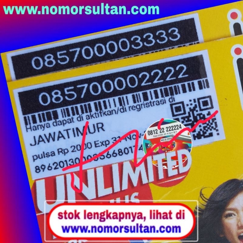 Nomor cantik kartu perdana indosat im3 dobel kwartet 2222 3333
