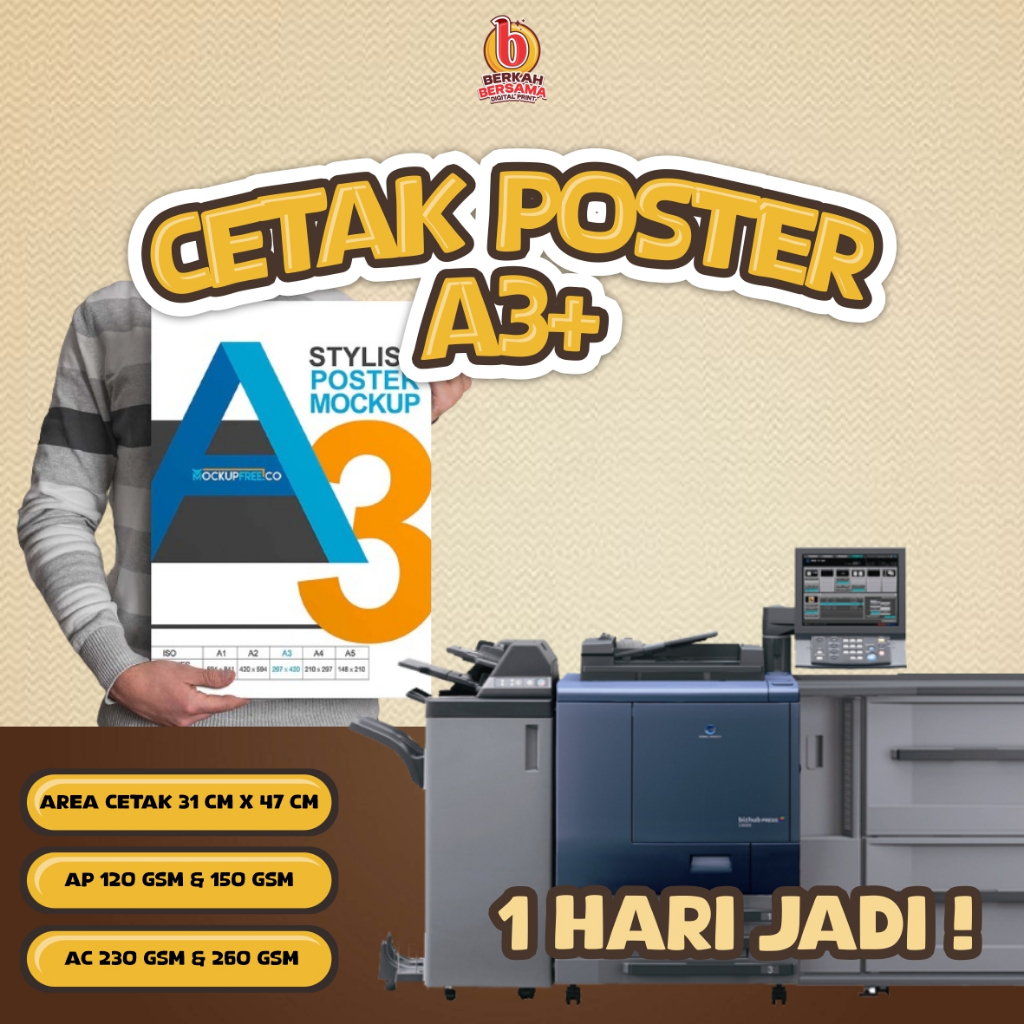 

CETAK A3+ FULL COLOUR SEHARI JADI / CETAK POSTER / CETAK ART PAPER / CETAK ART CARTOON / POSTER A3+