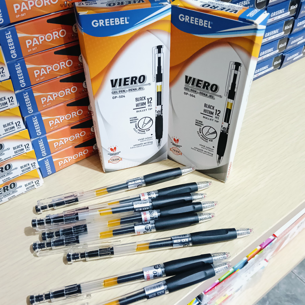 

1 PCS PENA CETEK CAIR GREEBEL GEL PEN VIERO 0.5 MM HITAM