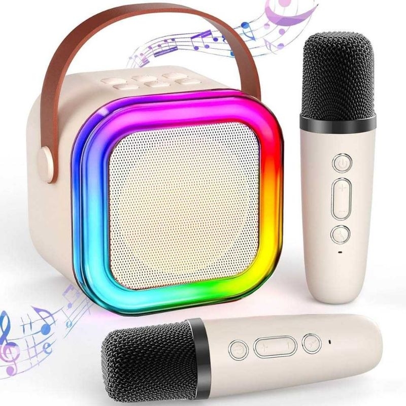 Colorful mini karaoke sound system speaker bluetooth + 2 mic