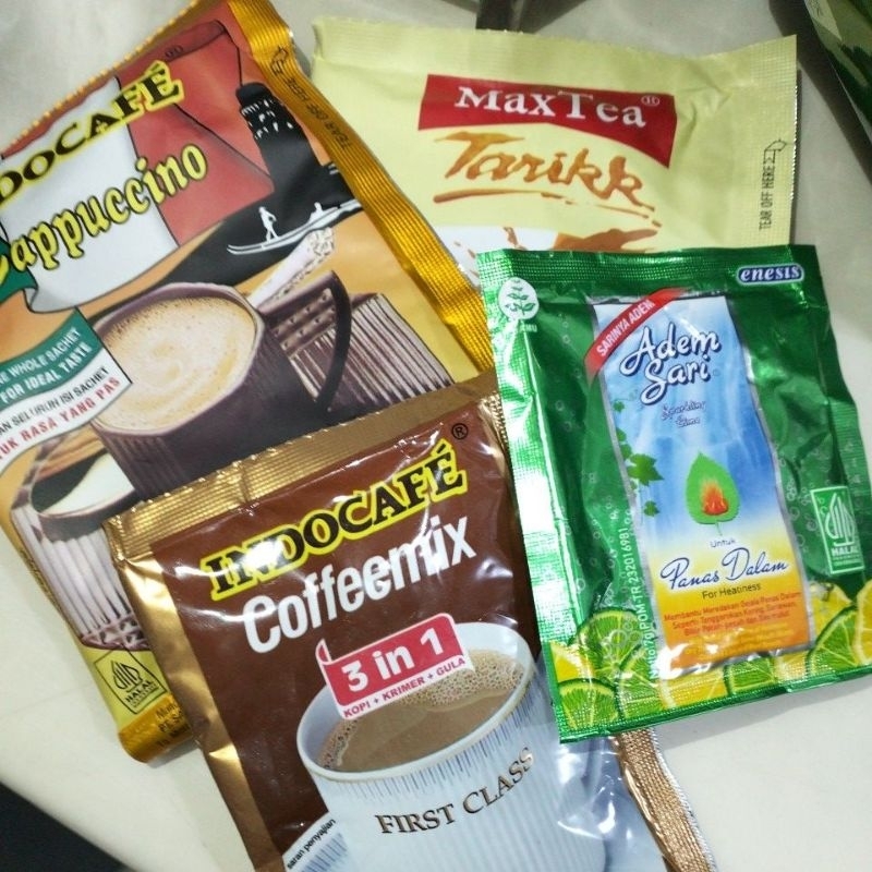 

Minuman sachet-Coffemix/Teh tarik/Cappucino/Adem sari