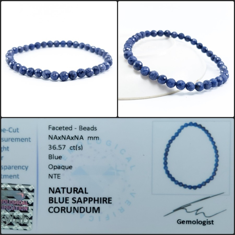 Gelang Batu Safir Natural Blue Sapphire Corundum No Heat NTE Bangle Gems Permata Asli Memo
