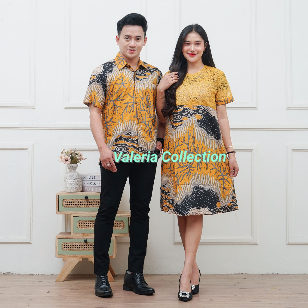 Baju Batik Couple Pria Wanita Dress Premium Istimewa Pasangan Buat Kondangan Atasan Lengan Pendek