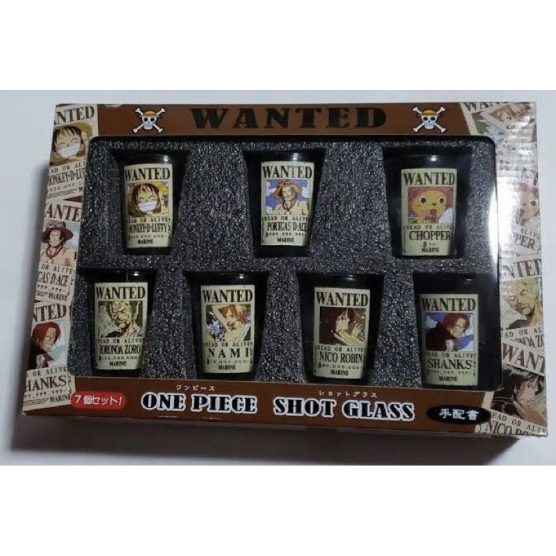 ONE PIECE Shot Glass WANTED 7 types Set Japan Jump Comic