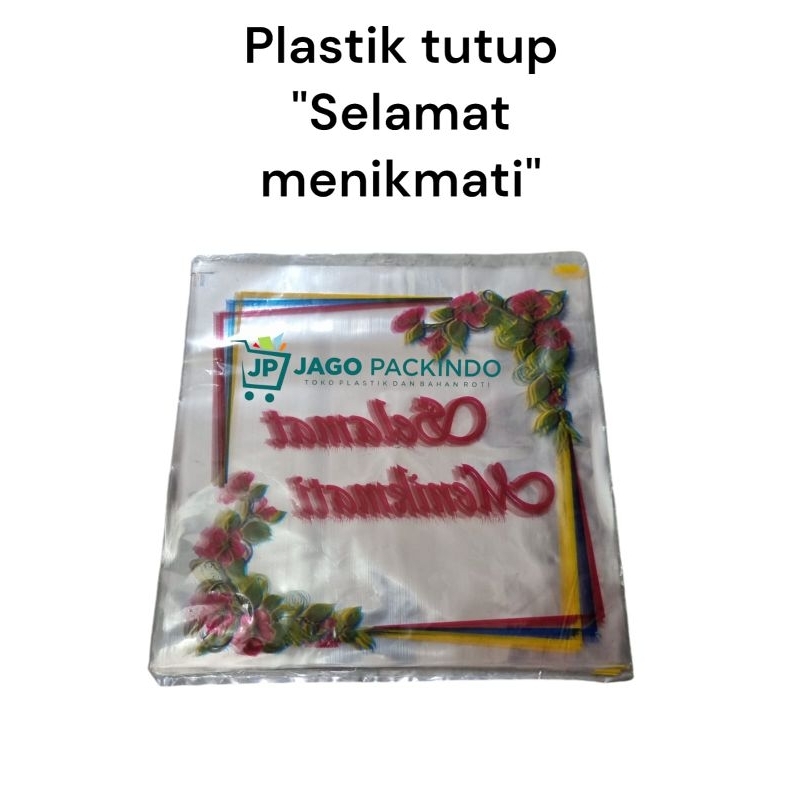PLASTIK SELAMAT MENIKMATI / PLASTIK UNTUK NASI KOTAK UKURAN 18X18