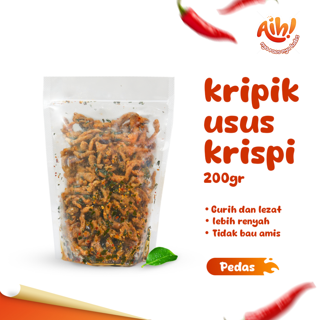 

Aih Usus Ayam Krispi / Usus Crispy Premium Bumbu Pedas Daun Jeruk 200gr