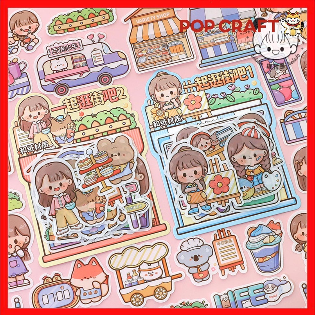 

PC 40 Lembar Stiker Aesthetic DIY Buku Edisi Shopping / Stiker Pack Lucu Stiker Anak Anti Air TLD74