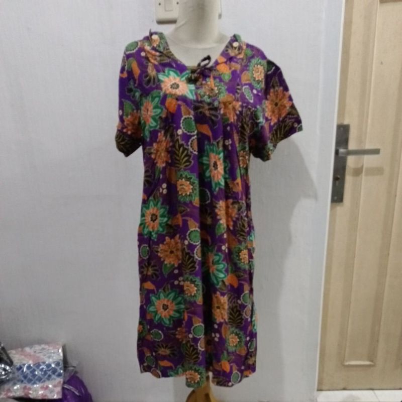 Daster kencana ungu lengan pendek label biru