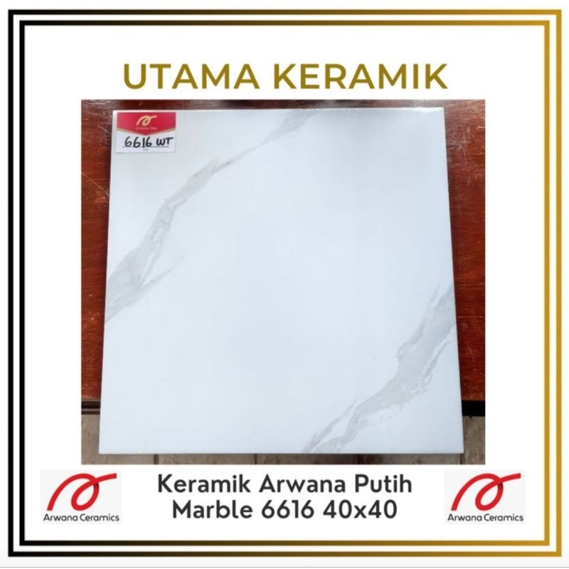 Keramik arwana putih marble 40x40 6616 - KW Ekspor - Keramik lantai putih motif