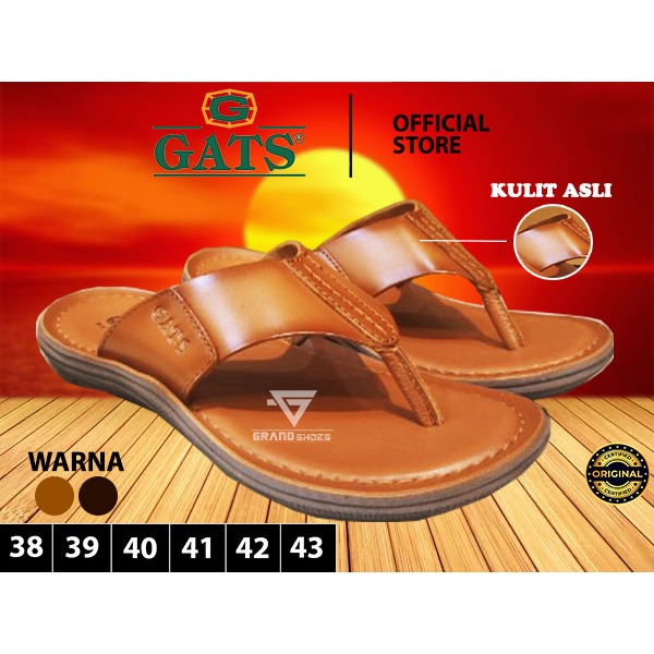 Gats Sendal Sandal jepit Kulit Asli flip flop casual kasual pria laki laki cowok cowo original