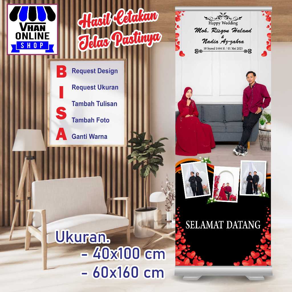 Cetak Spanduk Banner MMT Selamat Datang Di Pernikahan
