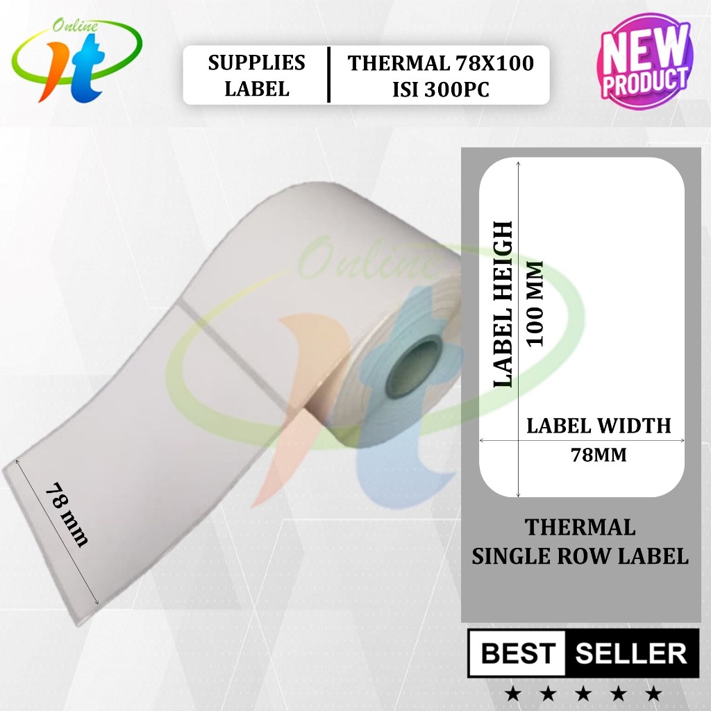 

Kertas Stiker 80mm Label Thermal 78x100 isi 300 pcs Sticker Resi Marketplace 80x100 GAP