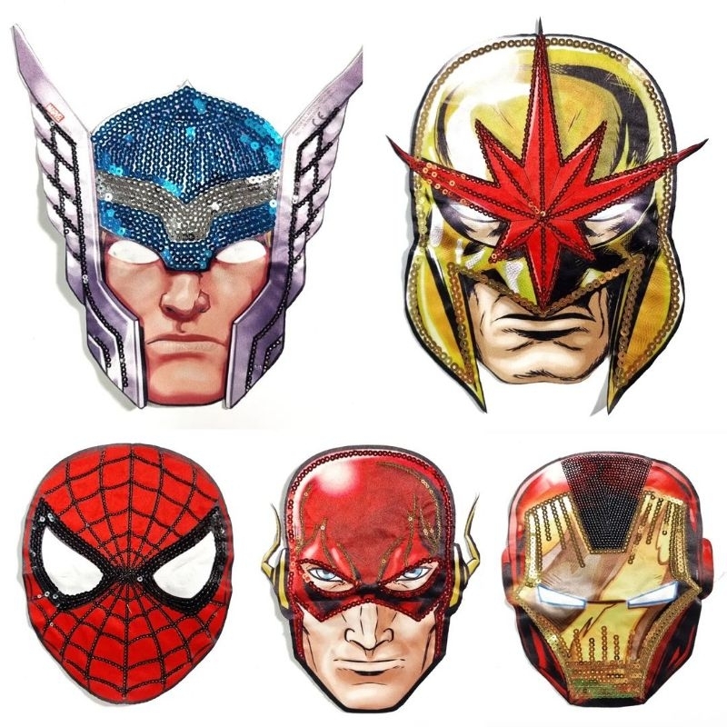 patch superheroes sablon combine payet 2lampu (2led) 22cm