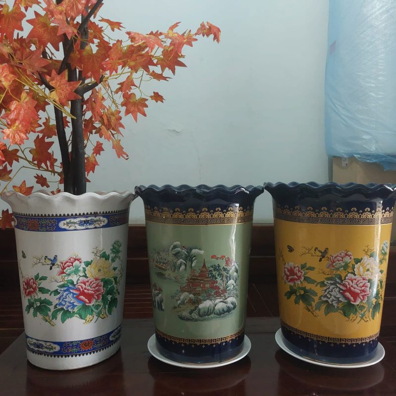 pot tanam bahan keramik import tinggi besar/pot keramik jumbo dan tatakannya