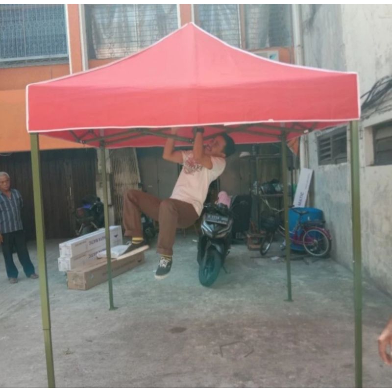 tenda lipat super premium uk 2x2 ket besi 1,4 mm rangka. hijau bahan impor