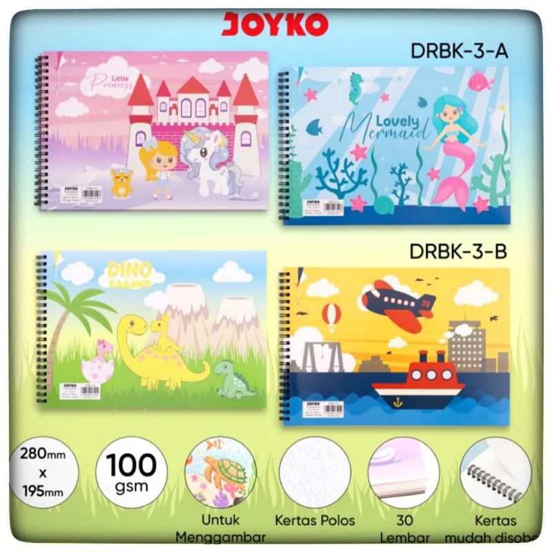 

(1 BUKU GAMBAR) BUKU GAMBAR SPIRAL JOYKO DRBK-3 / Drawing Book Spiral Joyko DRBK-3 280mm x 195mm