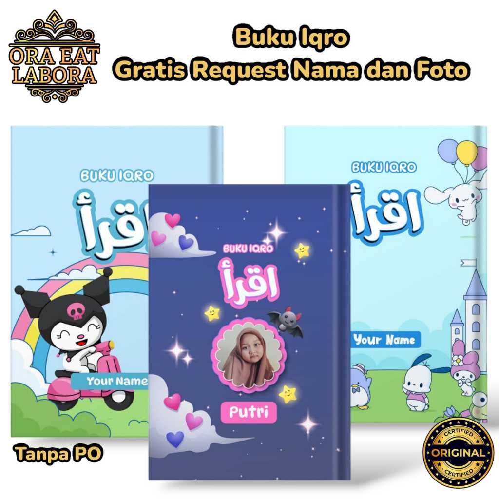 Buku Iqro Gratis Request Nama & Foto Iqro A5 Fullcolor Blackwhite Hardcover Softcover Iqro Milenial