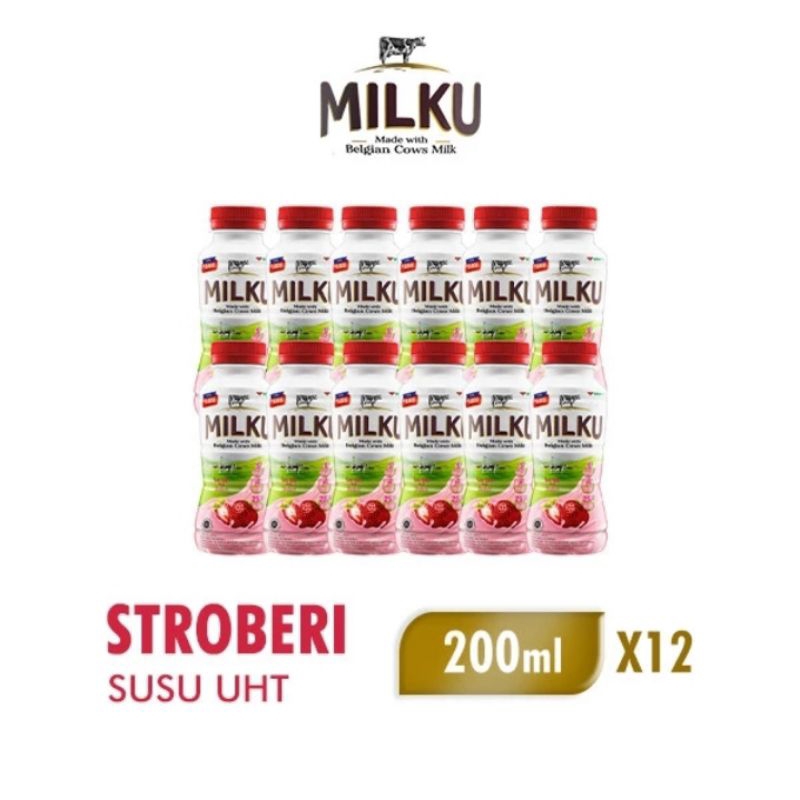 

milku susu uht stroberi 200ml isi 12 pcs