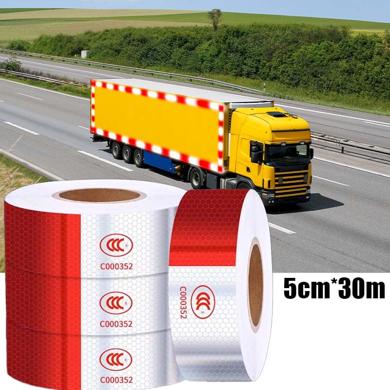 Sticker Reflektor Pemantul Cahaya Sticker 3m Reflektor Stiker Truk Merah Putih Sticker Safety Truck