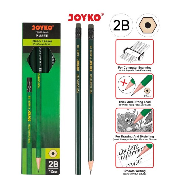 

Pencil Pensil Joyko P-88ER 2B 1 BOX 12 PCS