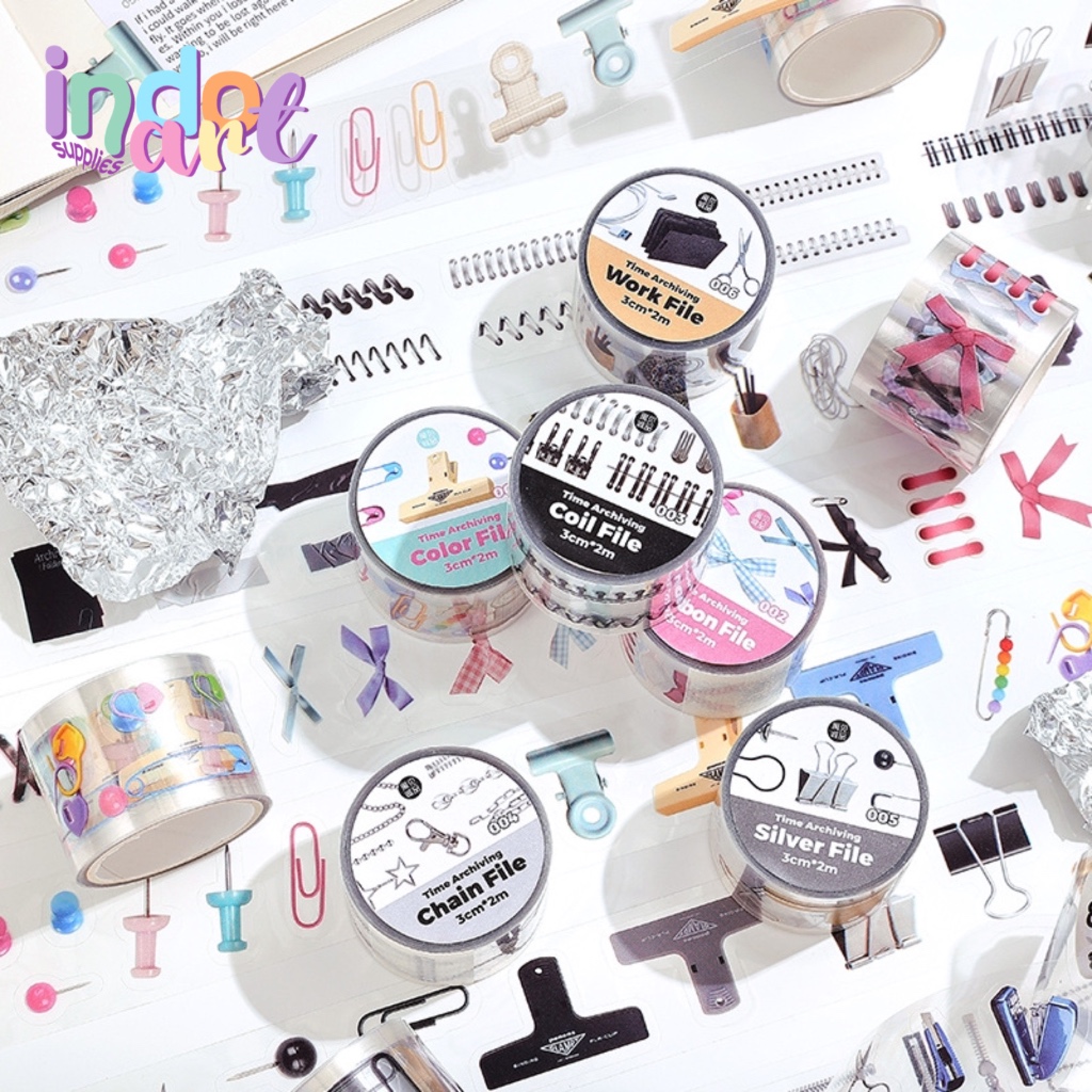 

(IAS) WS17 - Sticker Roll Model Washi Tape Sticker Deco Journal Scrapbook Chain Pin Coil Rantai Clip Dot Stiker 2 meter