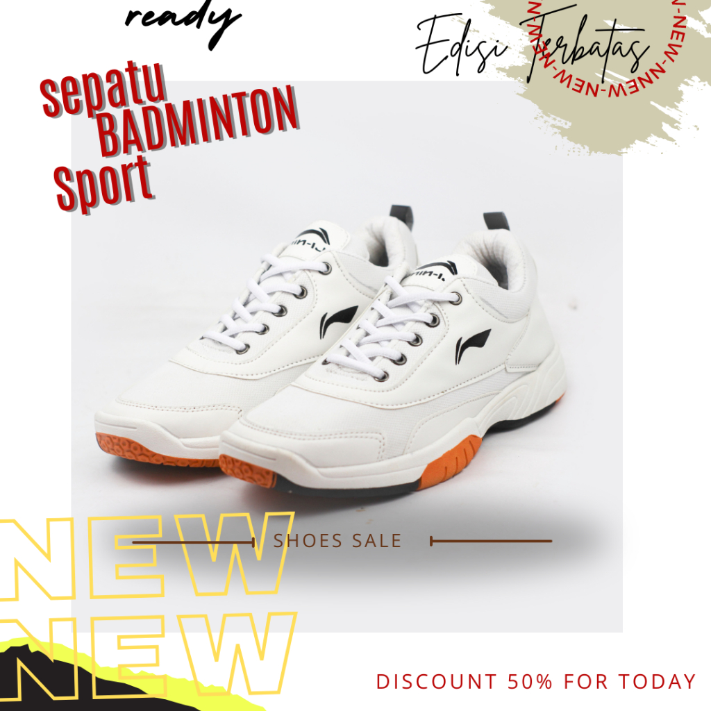 TERBARU_ Sepatu Pria Badminton Lining Solid Merah Hitam Olahraga Li-Ning