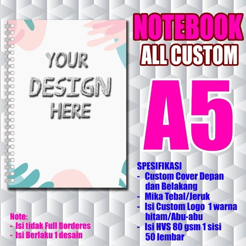 

Notebook A5 custom isi logo dan mika tebal