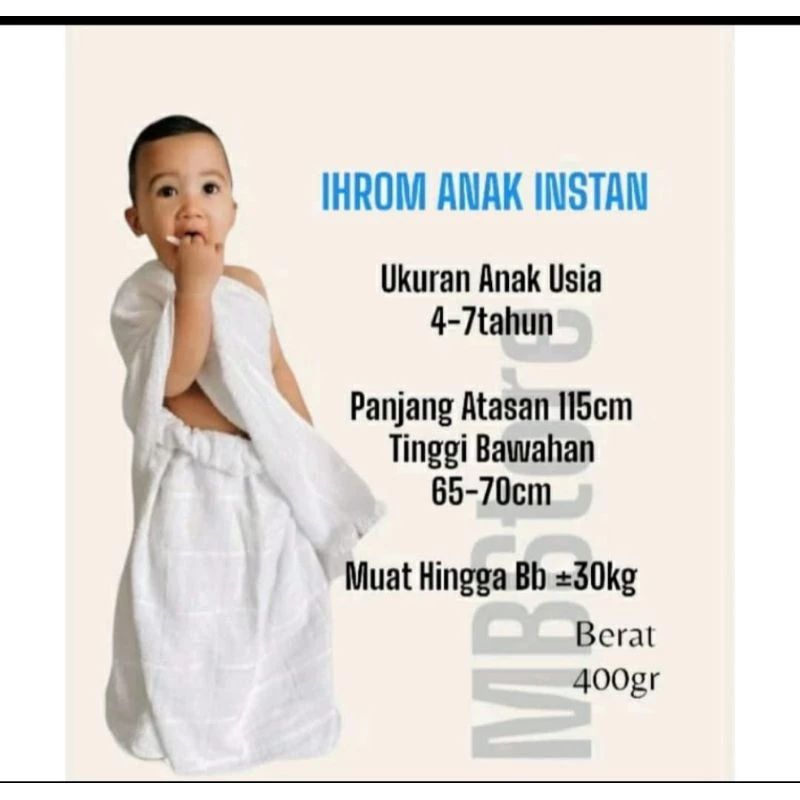 KAIN IHRAM INSTAN ANAK TK HELAI KAIN DAN SARUNG INSTAN PAKAI KARET/KAIN IHRAM TK MANASIK HAJI