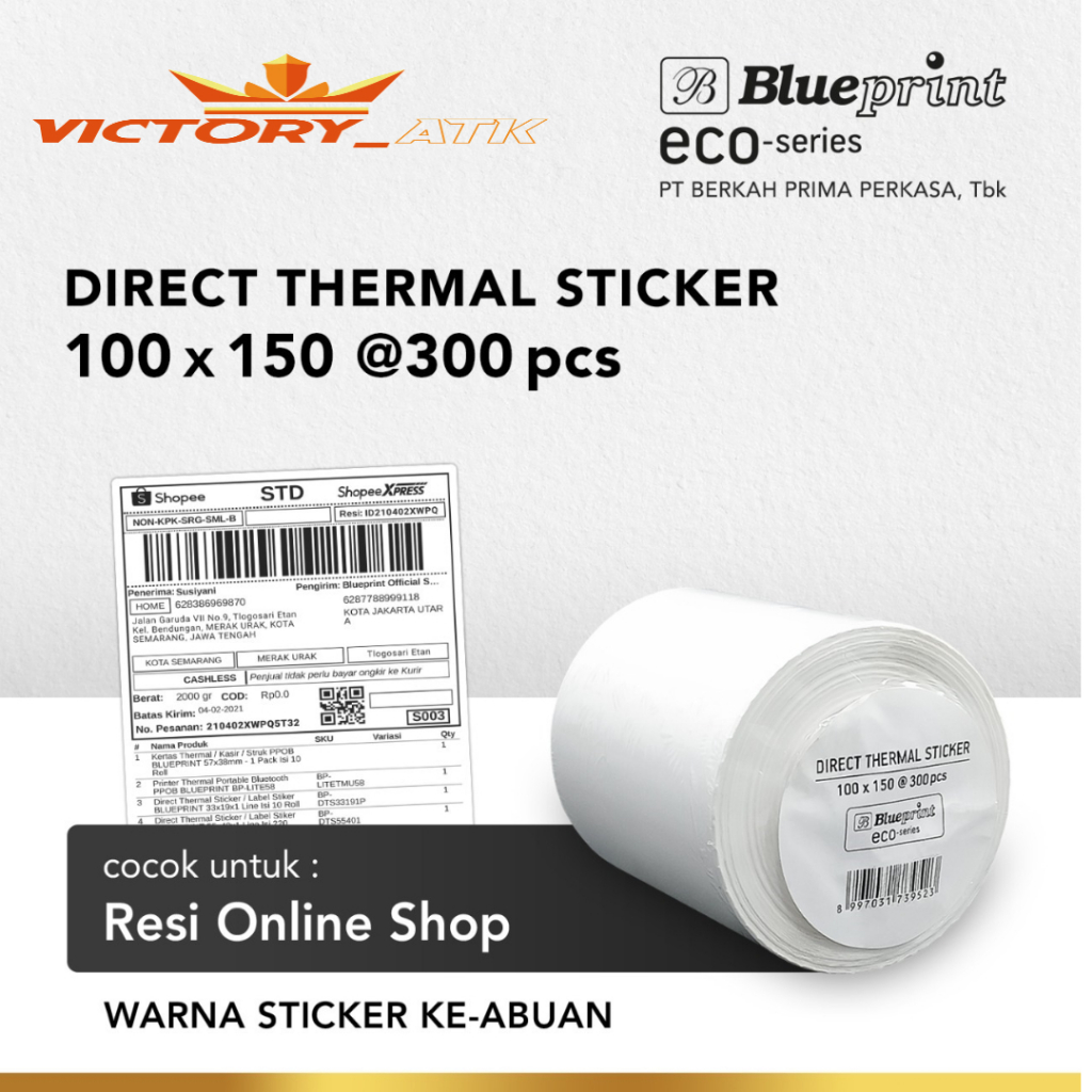 

Direct Thermal Sticker Label Resi Blueprint ECO 100x150 mm @ 300