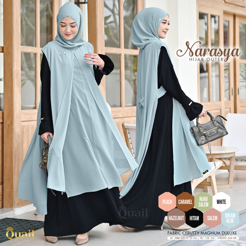 NARASYA HIJAB OUTER bahan Cerutty by Quail Hijab Ori Murah