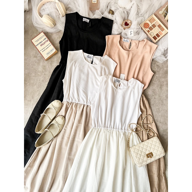 Yonna Inner Dress by Kimka Hijab| Inner Dress Linen | Gaun Kasual Kutung Linen | Inner Dress Bahan L