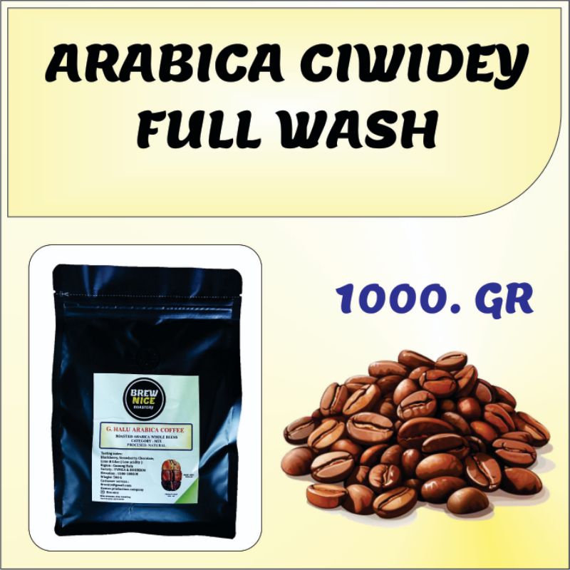 

FULL WASH, KOPI ARABIKA ROASTED ( BIJI), ROASTED ARABICA COFFEE, CIWIDEY 1000. GR