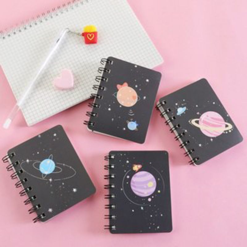 

COD Notebook Mini Ring Spiral Motif Galaxy Planet A7 / Buku Tulis Mini Import Lucu / Notebook Ring Unik Cute