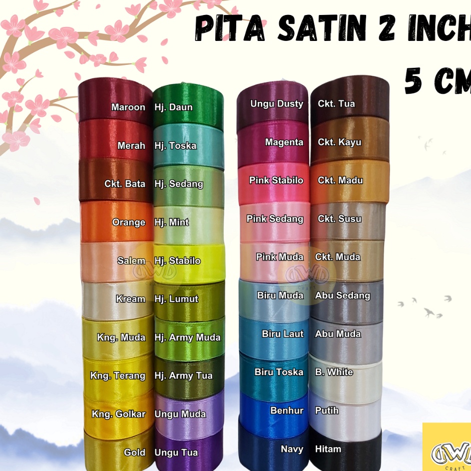 

DIJAMIN BARU Pita Satin 2 INCH 5 CM