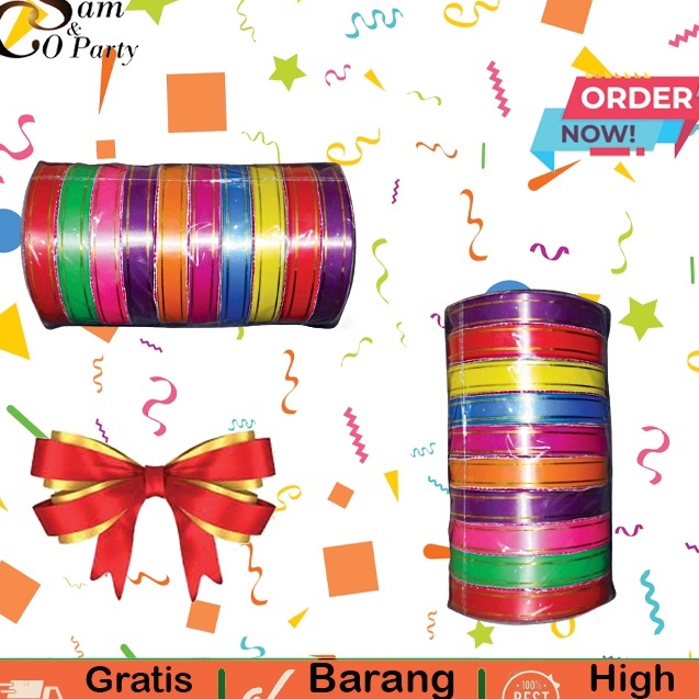 

KUALITAS TERJAMIN 1 ROLL PITA JEPANG LIST EMAS 18MM MIX WARNA KERAJINAN TANGAN