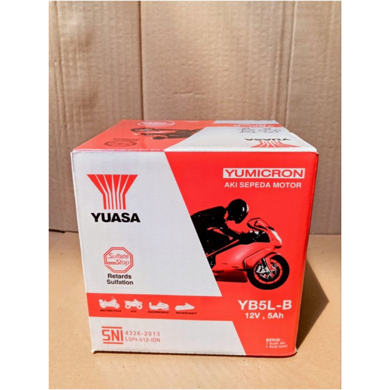 AKI YUASA YB5L-B aki motor basah grad, supra