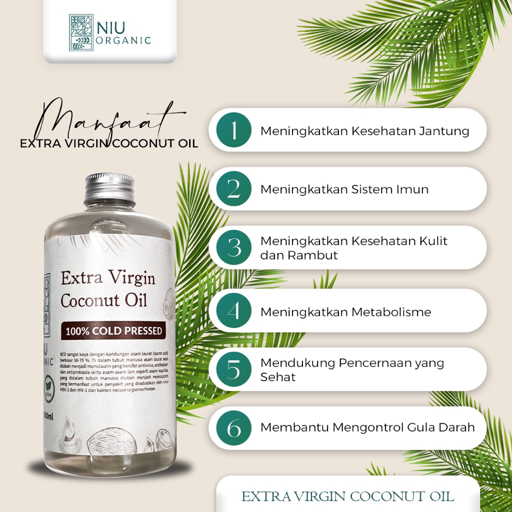 Niu Organic Extra Virgin Coconut Oil VCO Organic Minyak Kelapa Murni