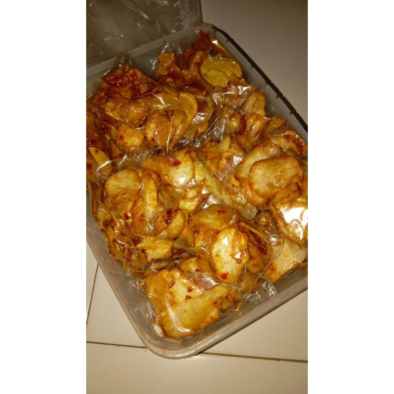 

Kripik singkong bestak pedas manis 250gr tanpa pengawet gurih lezat