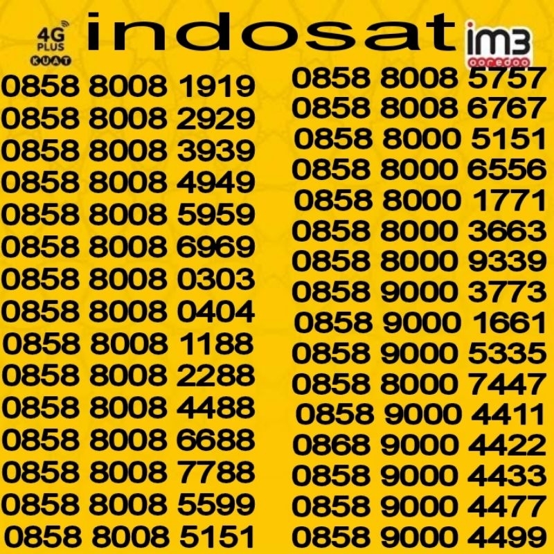 NOMOR CANTIK INDOSAT ABAB/ABBA PILIHAN