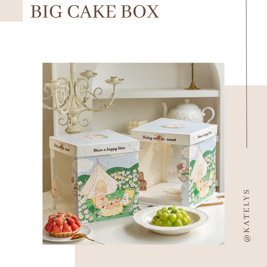 Diskon Eksklusif Box Kue Tart Ukuran Besar Include Alas  Kotak Kue Ulang Tahun  Portable Cake Box